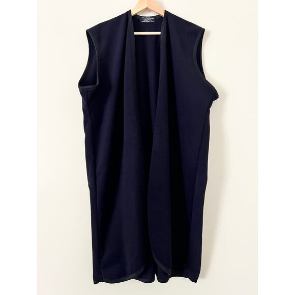 Charvet 100% Cashmere Scotland Made Long Vest 28 Place Vendome Paris Black - Picture 4 of 6